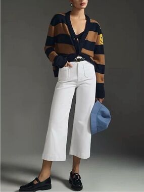 Anthropologie Pilcro The Skipper White Wide Leg Cropped Jeans